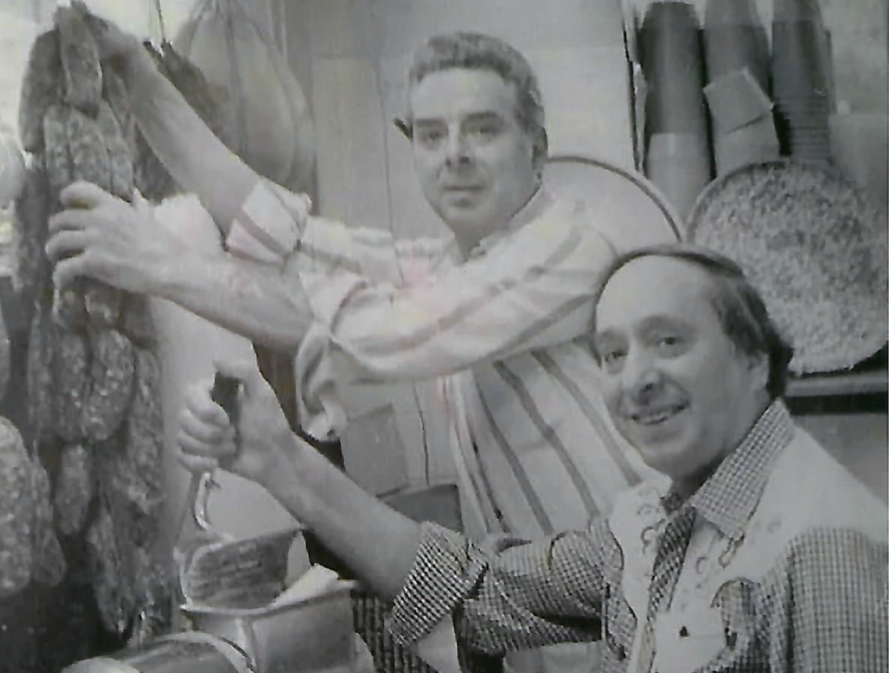 Giuseppe and Gaetano Milazzo making sausage in 1966